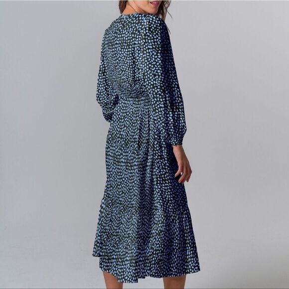 Tucker Juliette Dress Cornflower Spots in Silk Stretch Charmeuse - Picture 2 of 3